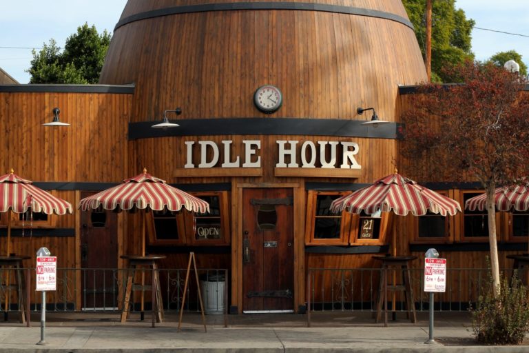 Bar with sign saying 'Idle Hour'